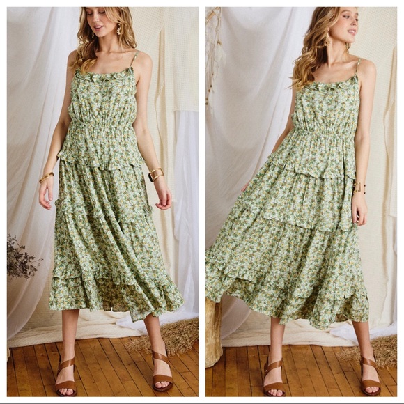 #22 Boho chic floral print tiered midi dress - Picture 3 of 6